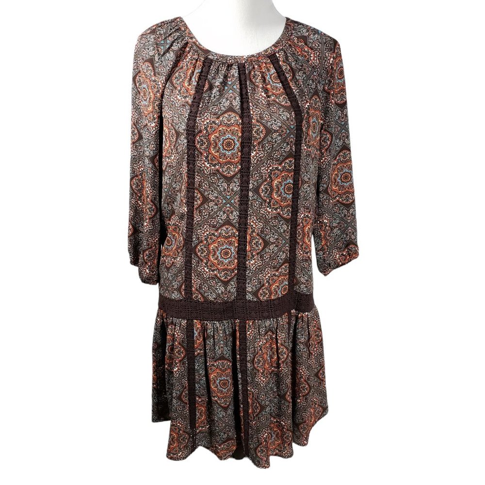 Daniel Rainn Women's sz Medium Brown Print Long Sleeve Dress NWT